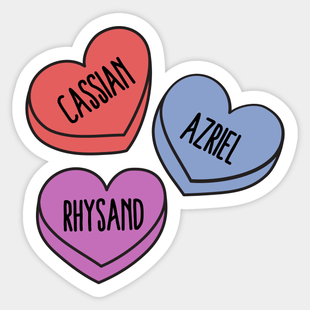 Bat Boys - ACOTAR Love Hearts (Azriel, Rhysand and Cassian) Sticker by medimidoodles